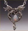 sterling silver dragon heart with opal